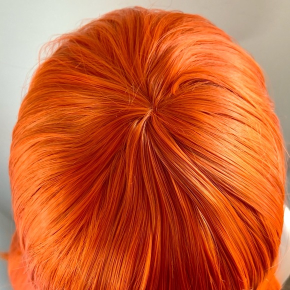 Orange “Put On & Go” Synthetic Event Wig with Bangs  🎃 NO FURTHER DISCOUNT - Picture 3 of 11